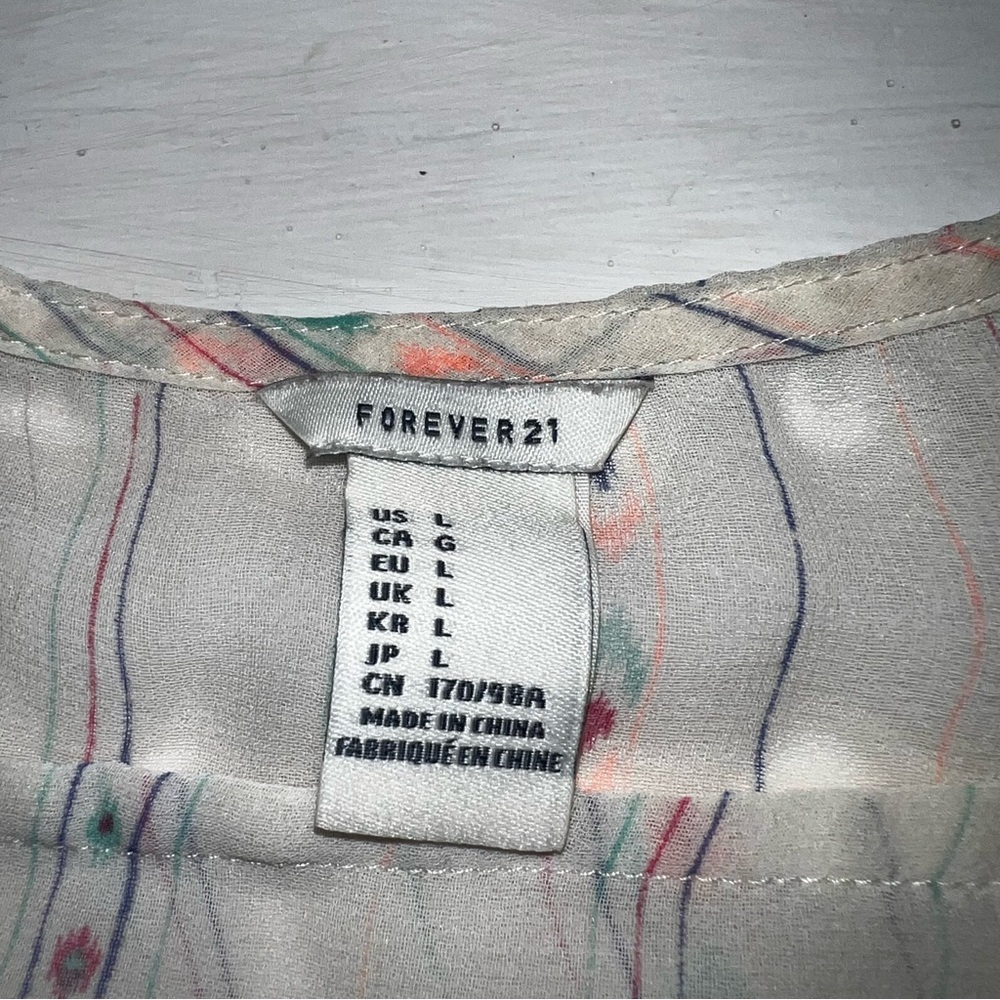 Boho style White Sleeveless Top with Colorful Stripes Forever21 large - Picture 5 of 8